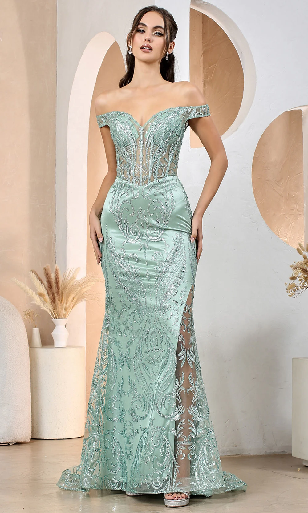 Adora Design 3168 - Off Shoulder Sparkle Mermaid Dress - Image 5