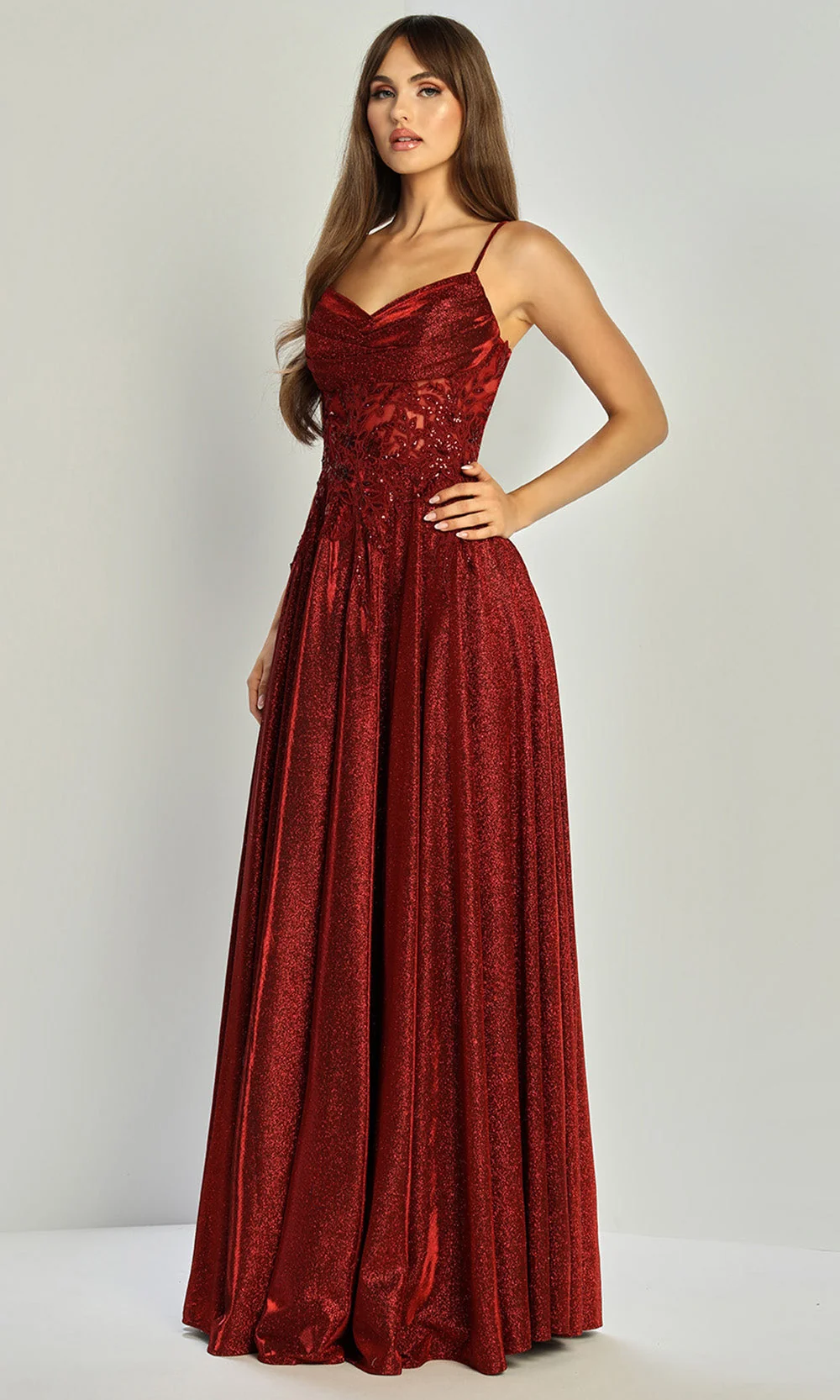 Adora Design 3232 - Embellished Illusion Waist A-Line Dress - Image 4