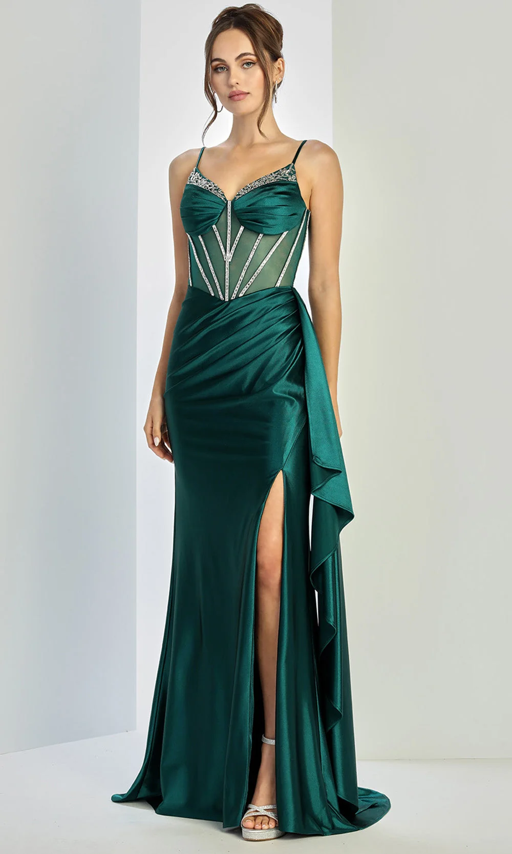 Adora Design 3249 - Illusion Bodice Sweetheart Gown with Side Drape - Image 2
