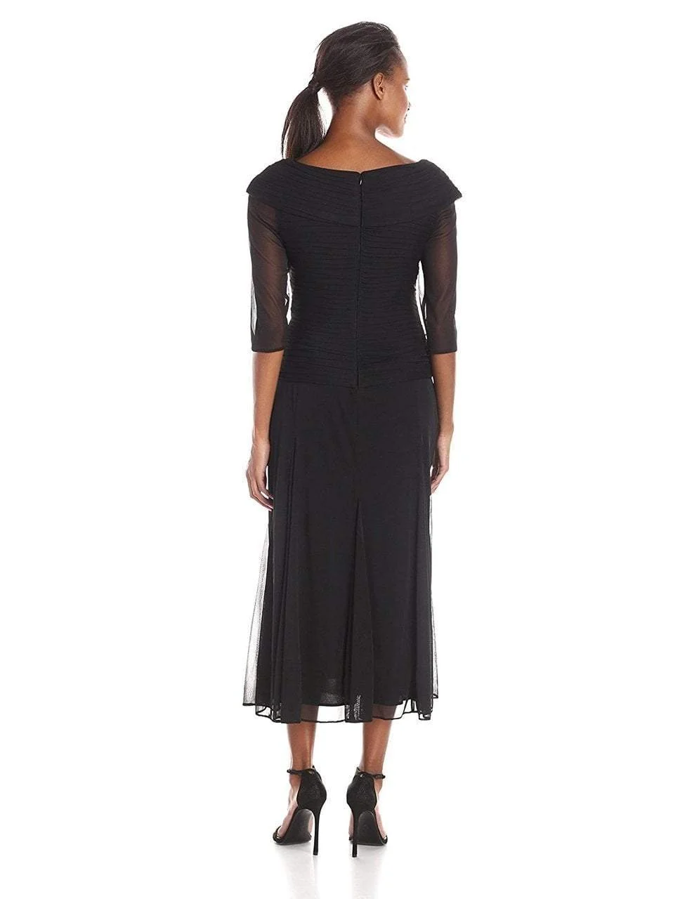 Alex Evenings - 132141SC Ruched Off-Shoulder A-Line Tea Length Dress - Image 3