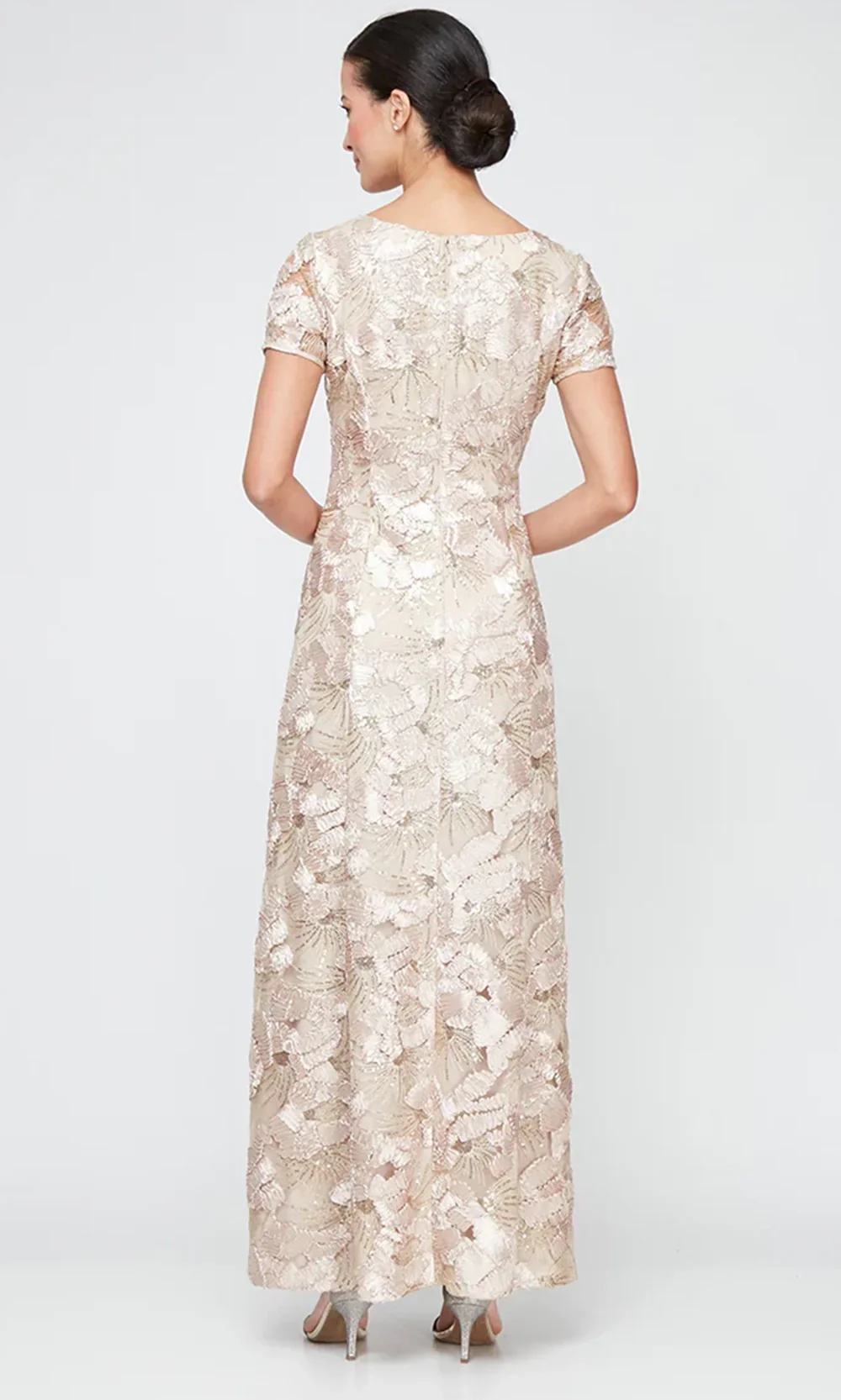 Alex Evenings 81122674 - Short Sleeve Soutache Embroidered Long Gown - Image 5