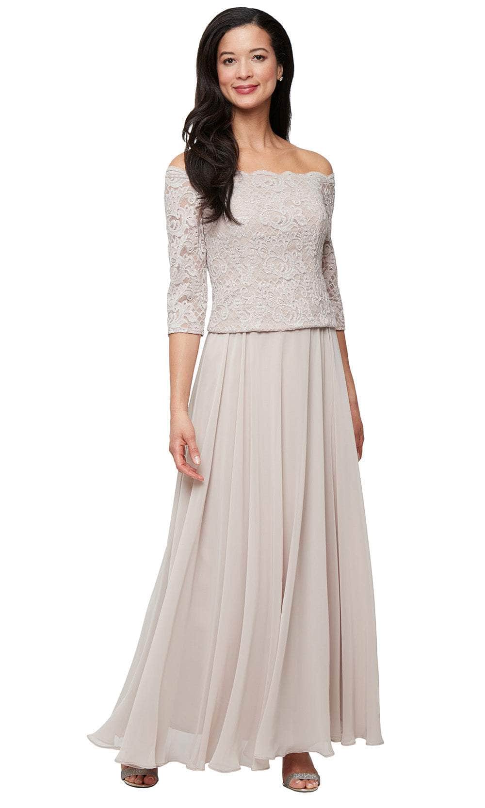 Alex Evenings 81122687 - Scallop Neck Stretch Lace Evening Gown - Image 3