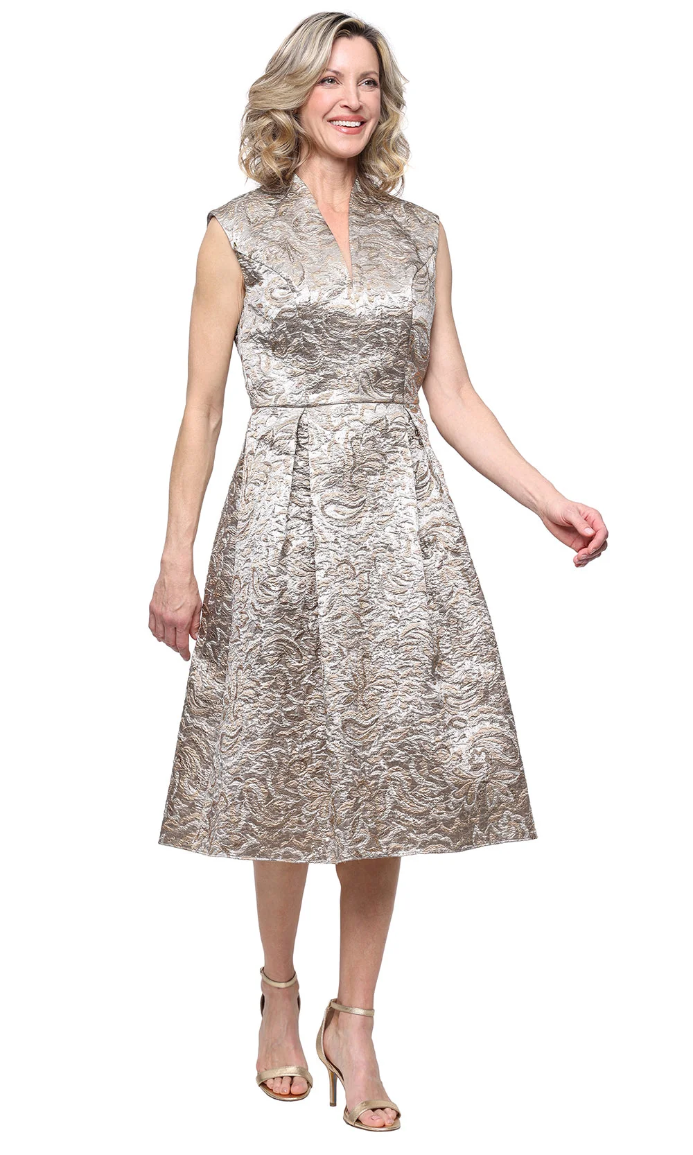 Alex Evenings 8181343 - Elegant Metallic Floral Dress