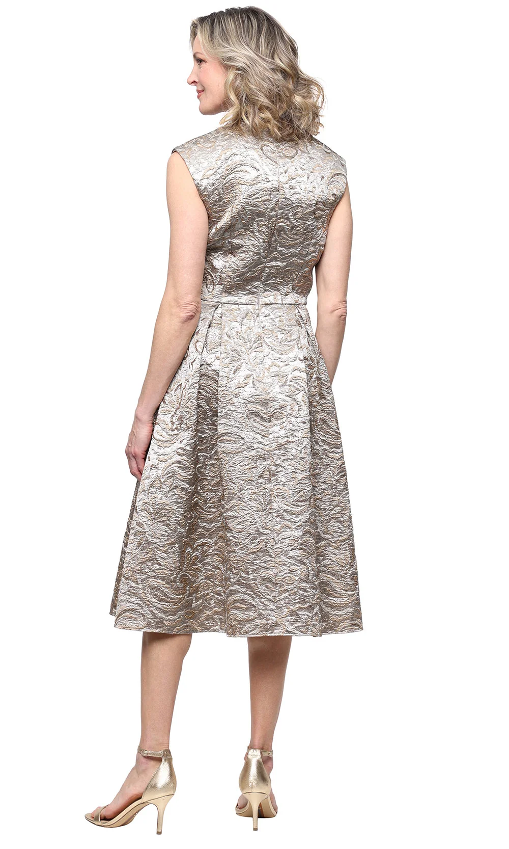 Alex Evenings 8181343 - Elegant Metallic Floral Dress - Image 2