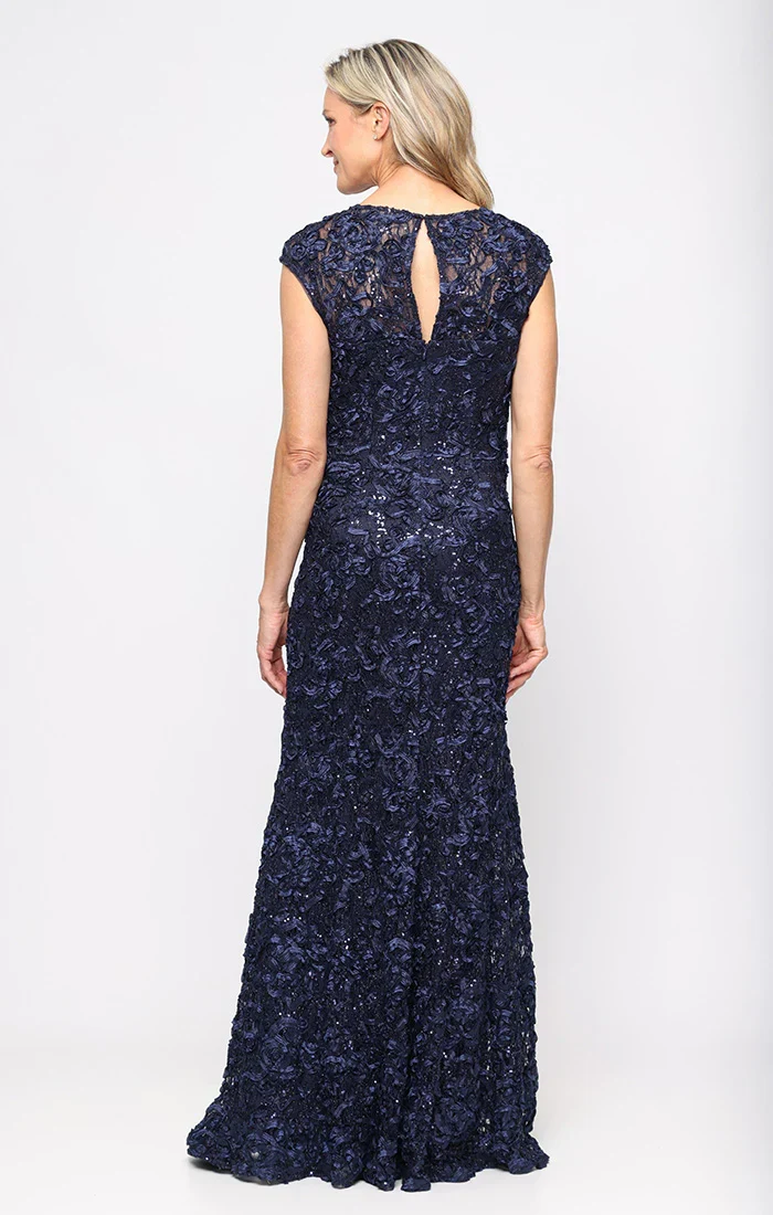 Alex Evenings 82122588 - Lace Cap Sleeve Sheath Gown - Image 3