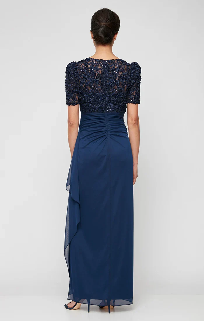 Alex Evenings 82122633 - Empire Waist V-Neckline Column Gown - Image 14