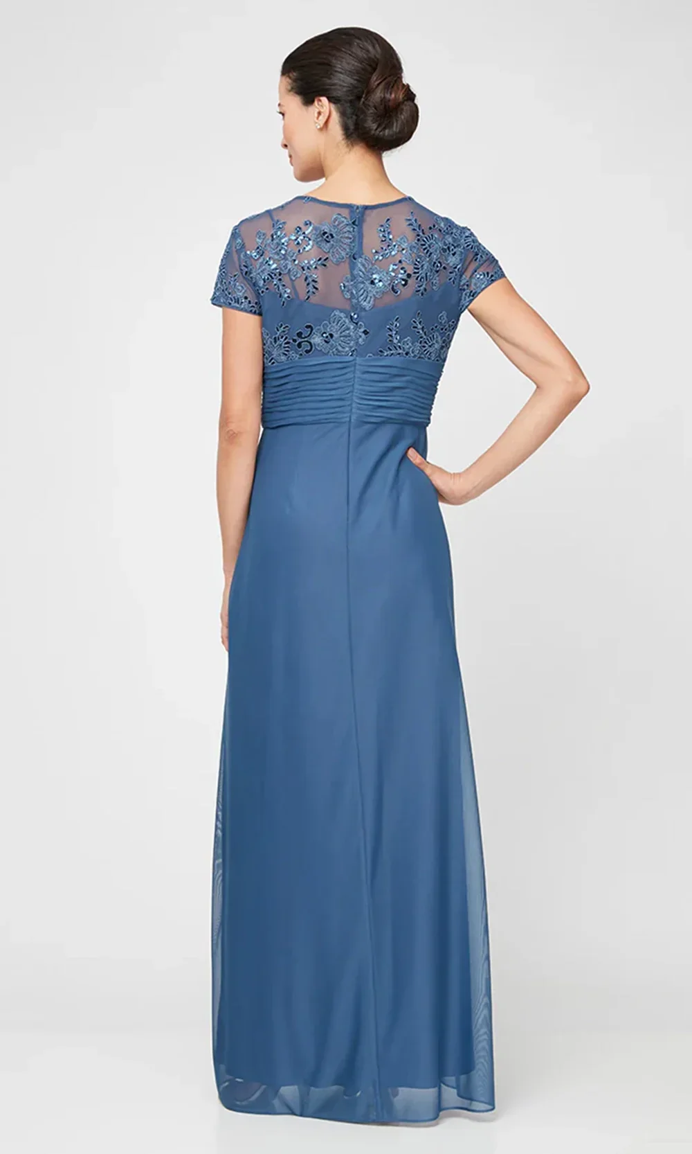 Alex Evenings 82171561 - Short Sleeve Embroidered Applique A-Line Gown - Image 2