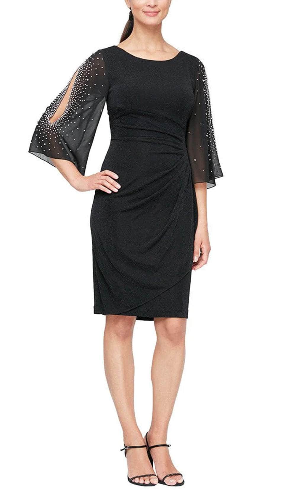Alex Evenings 8227604 - Embellished Split Sleeve Cocktail Dress