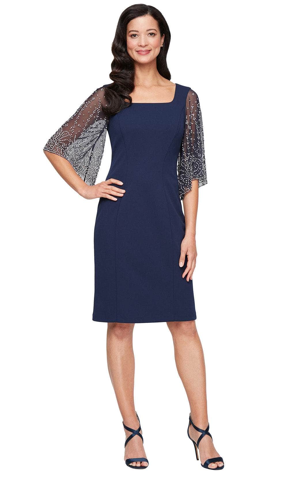 Alex Evenings 8260471 - Short Sheath Dress with Beaded Sleeves