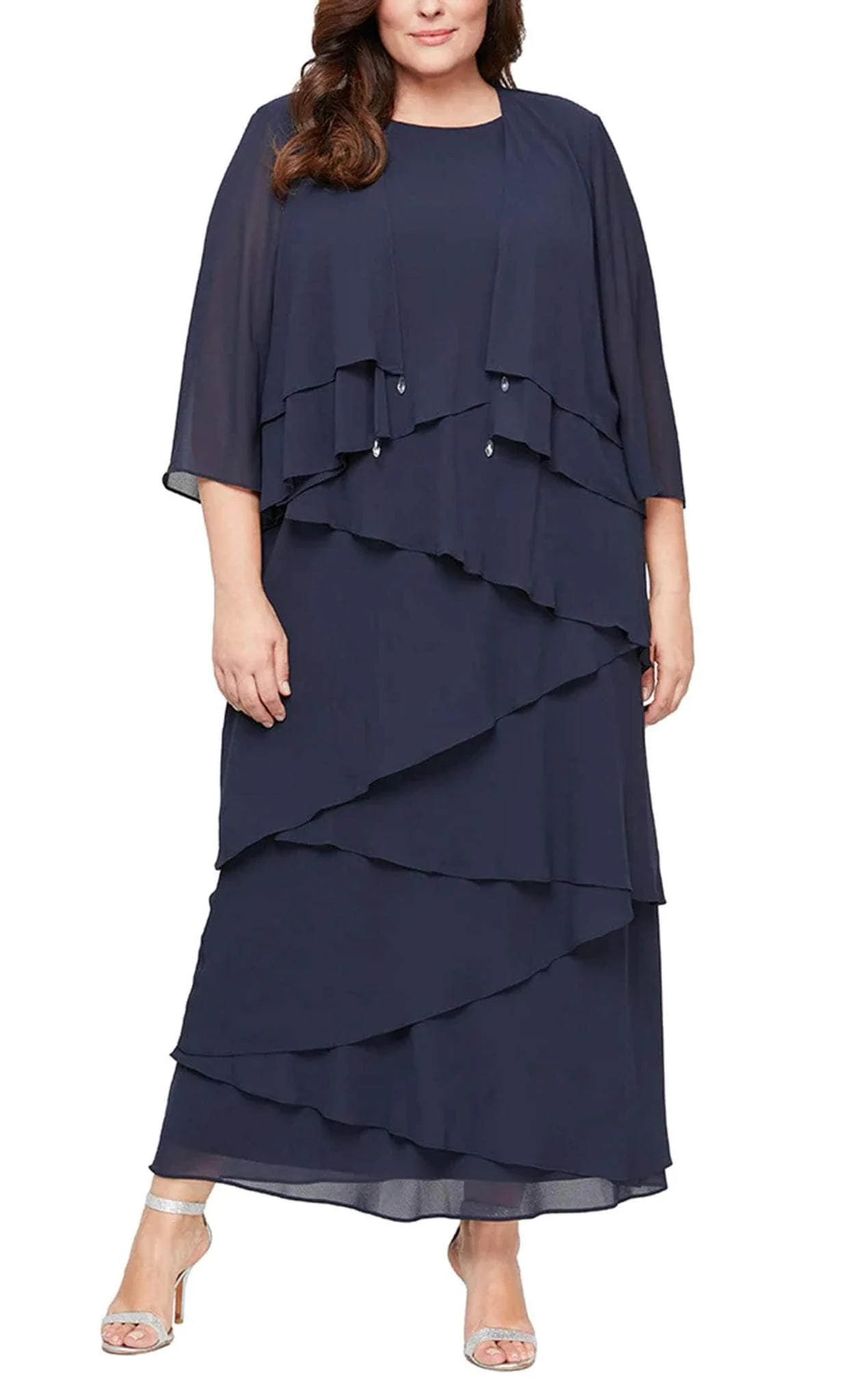 Alex Evenings 8492001 - Scoop Neck Diagonally Layered Dress - Image 2