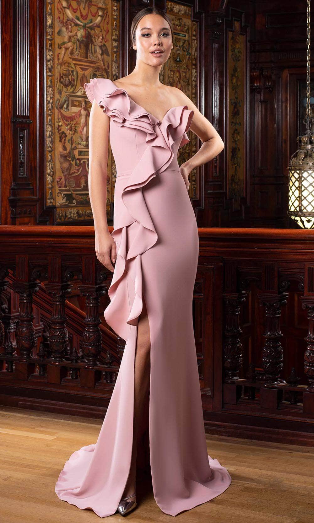 Alexander by Daymor 1583 - One Shoulder Gown with Dramatic Ruffle - Image 5
