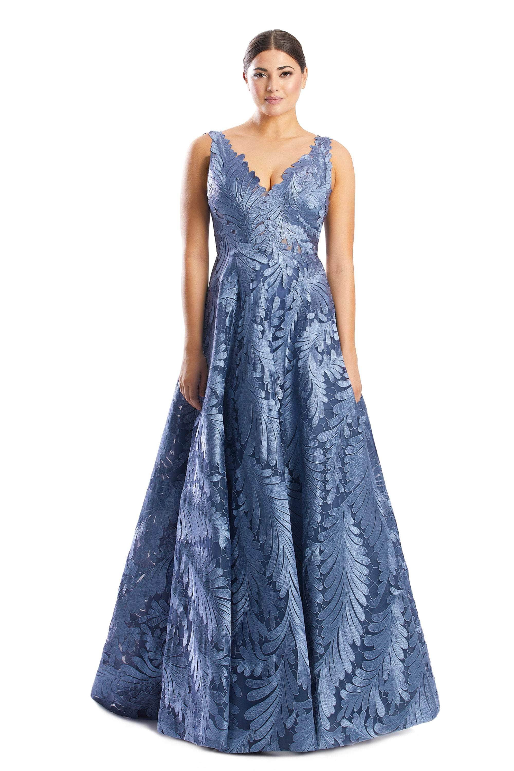 Alexander by Daymor 1750S23 - Embroidered Leaf Evening Gown - Image 3