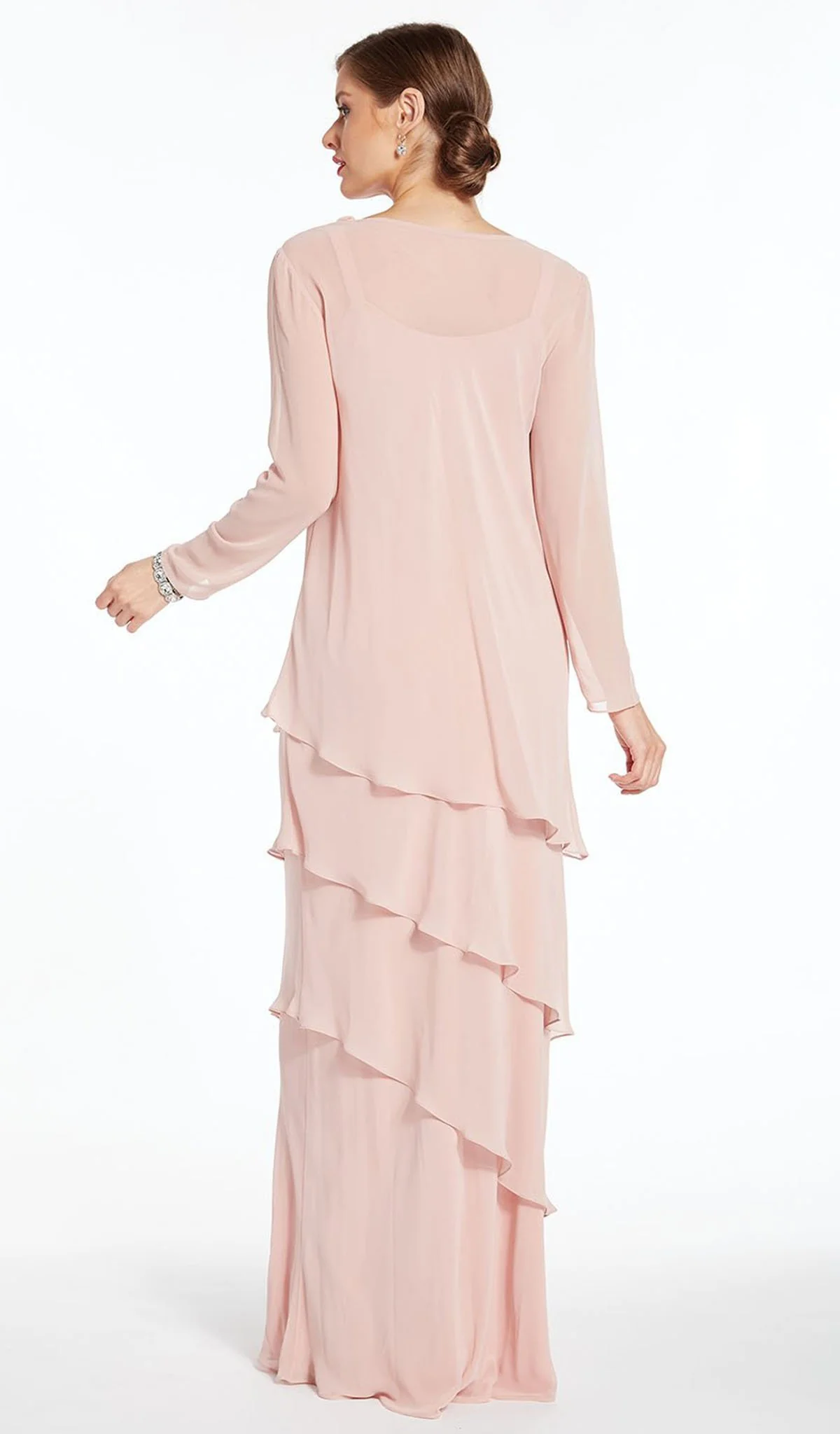 Alyce Paris - 27298SC Cowl Neck Long Sleeve Tiered Sheath Dress - Image 2