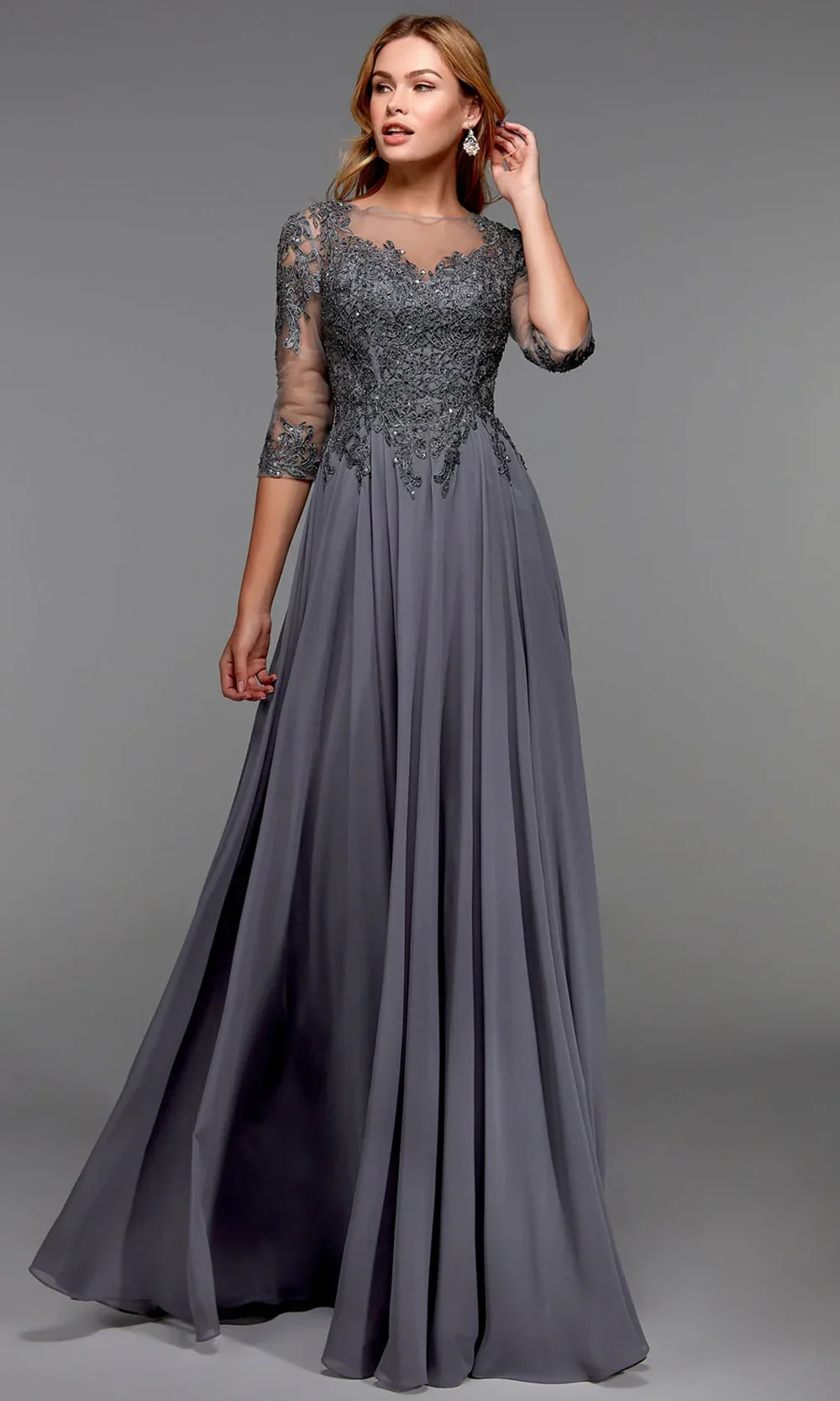 Alyce Paris 27474 - Bateau Neck Flowing Chiffon Dress