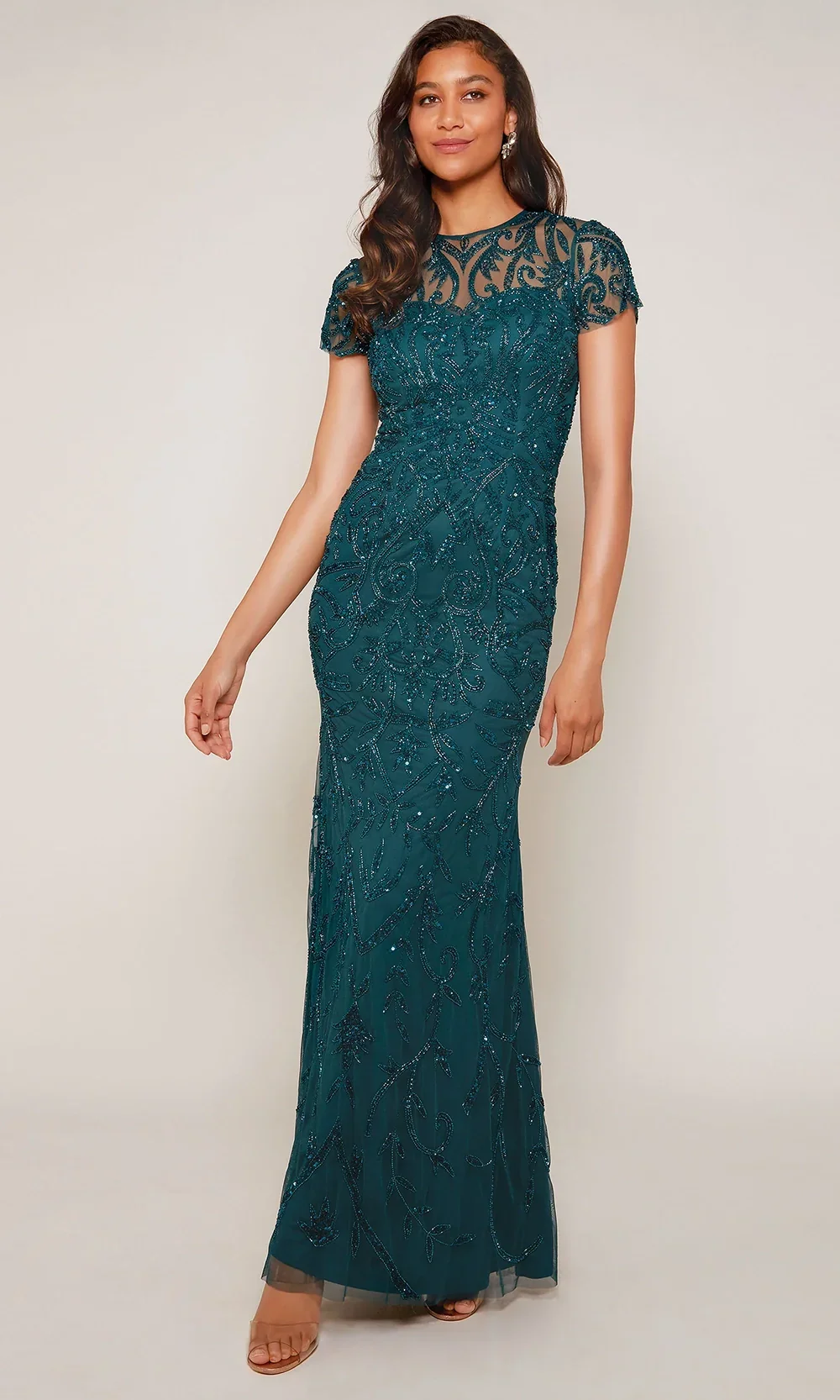 Alyce Paris 27607 - Short Sleeve Beaded Overlay Gown - Image 6