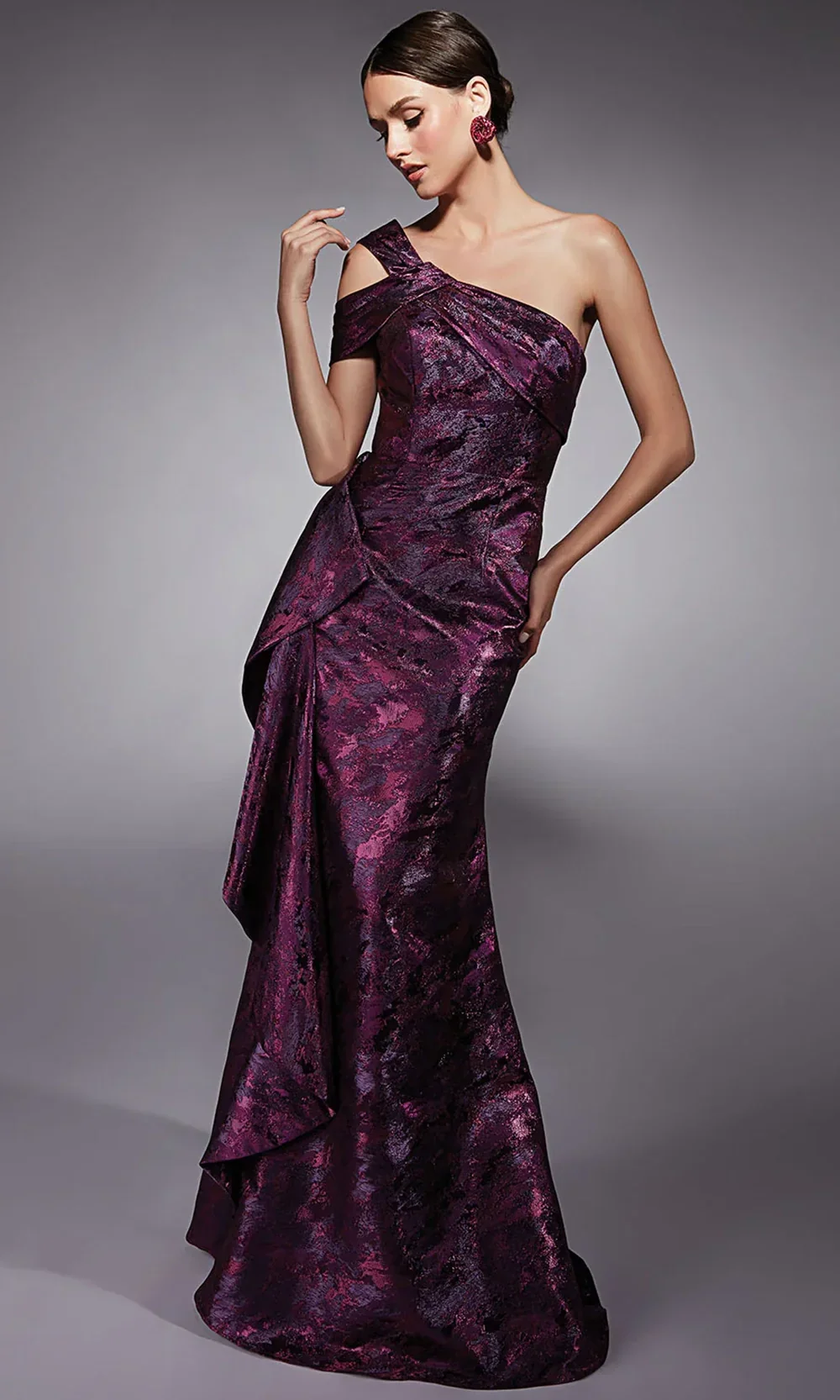 Alyce Paris 27701 - Sculpted Ruffle Asymmetric Evening Dress - Image 3