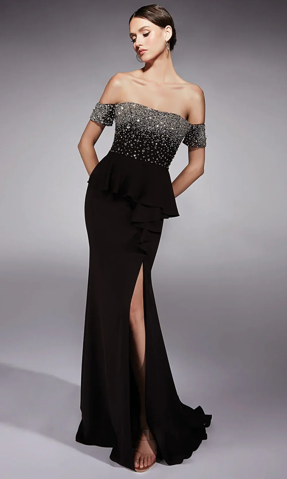 Alyce Paris 27715 - Off Shoulder Peplum Evening Gown - Image 3