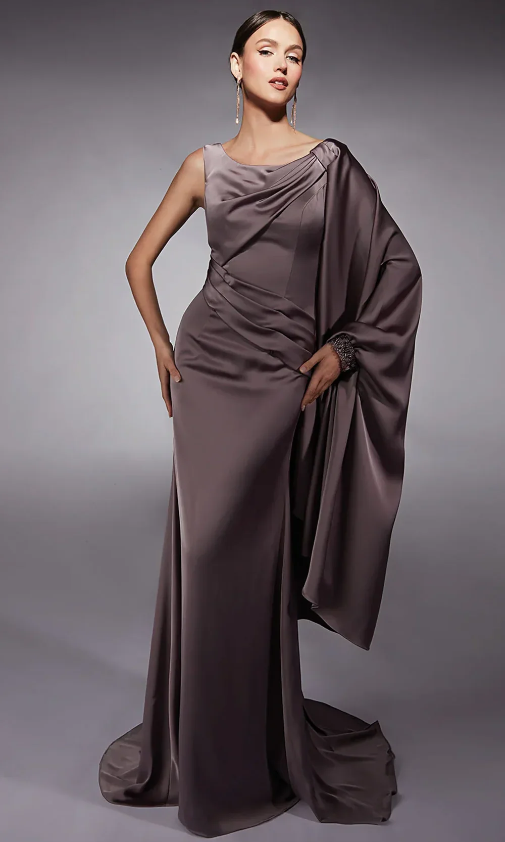 Alyce Paris 27722 - Long Draped Sleeve Fitted Dress - Image 3