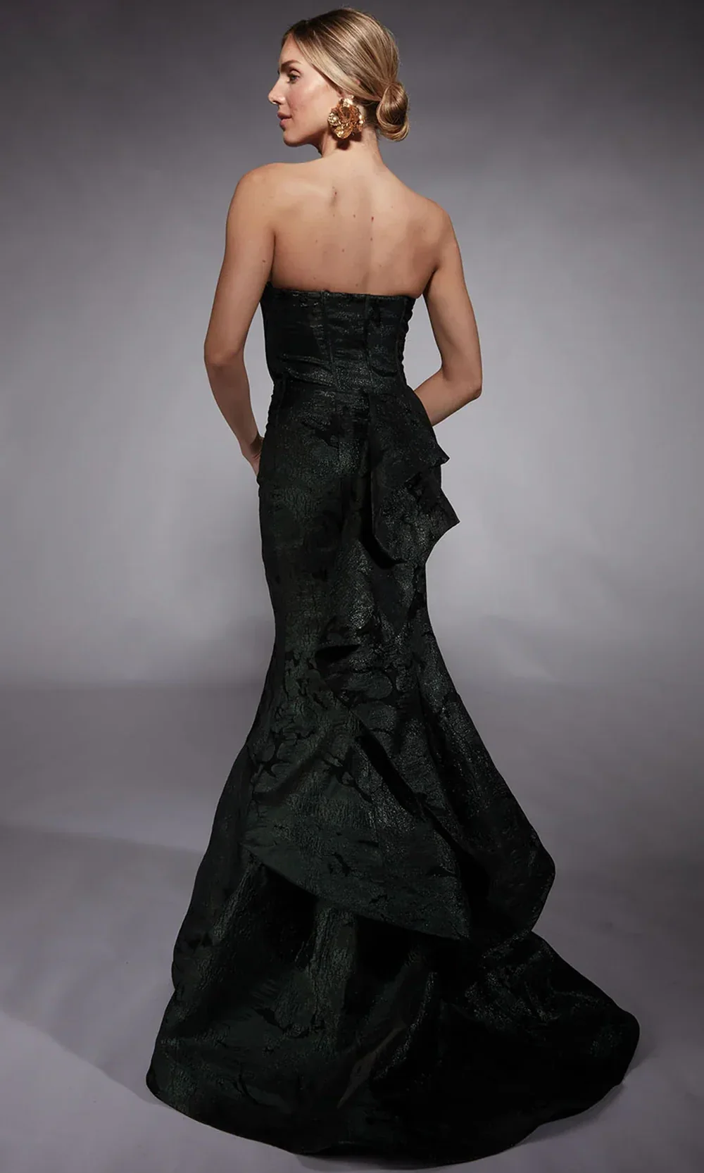 Alyce Paris 27747 - Jacquard Scoop Neck Dress with Statement Sleeves - Image 4