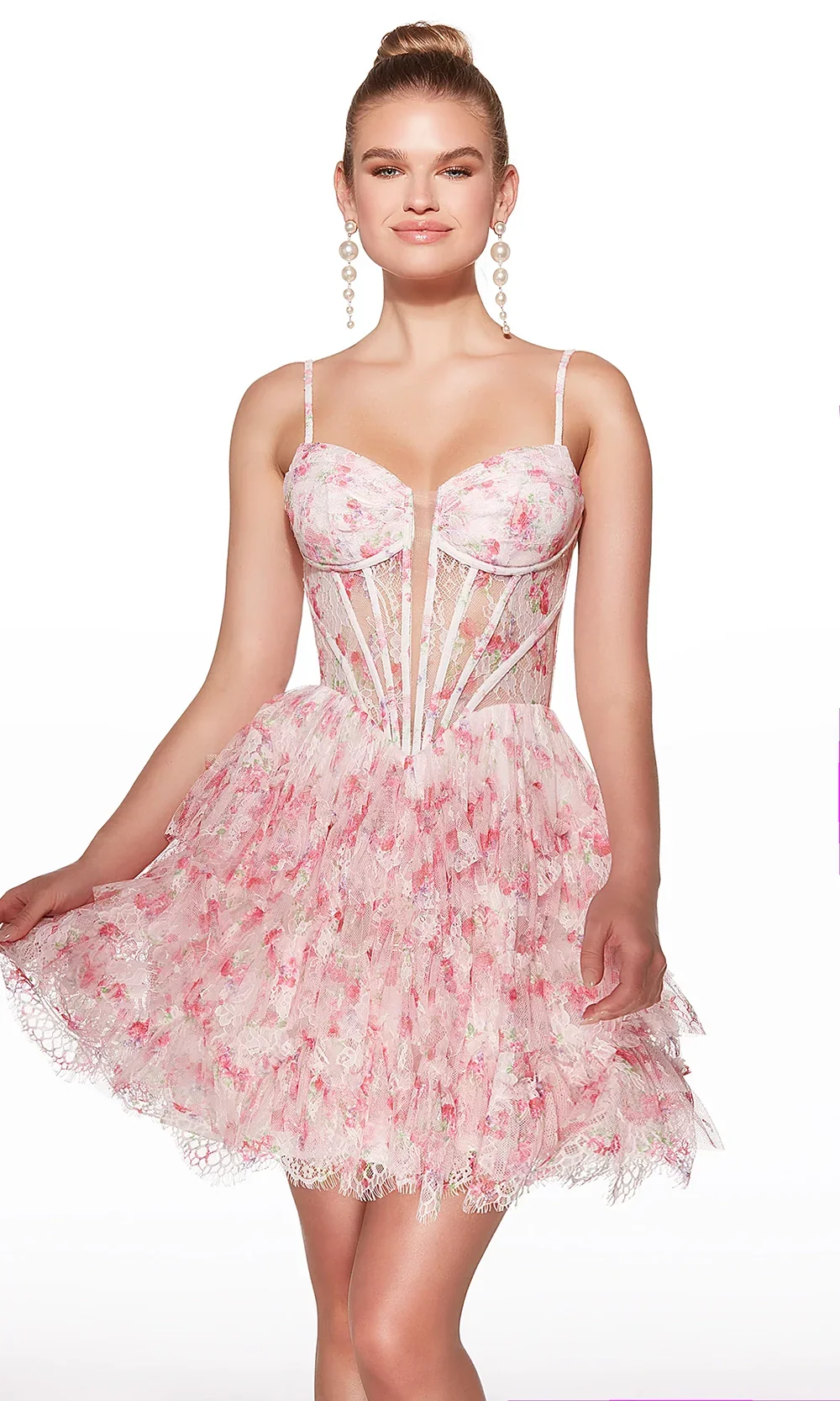 Alyce Paris 30009 - Tiered Ruffle Lace Cocktail Dress
