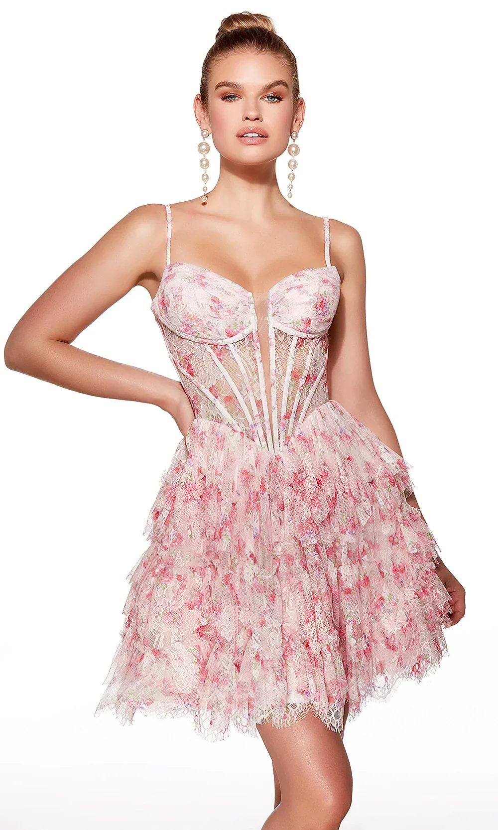 Alyce Paris 30009 - Tiered Ruffle Lace Cocktail Dress - Image 3