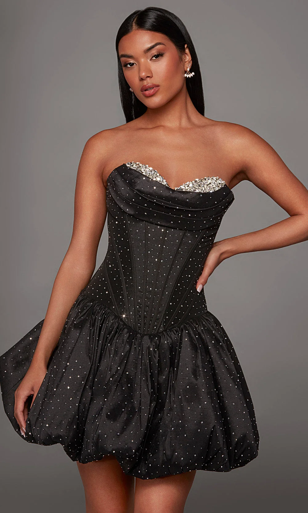 Alyce Paris 30125 - Bubble A-Line Skirt Embellished Dress - Image 3