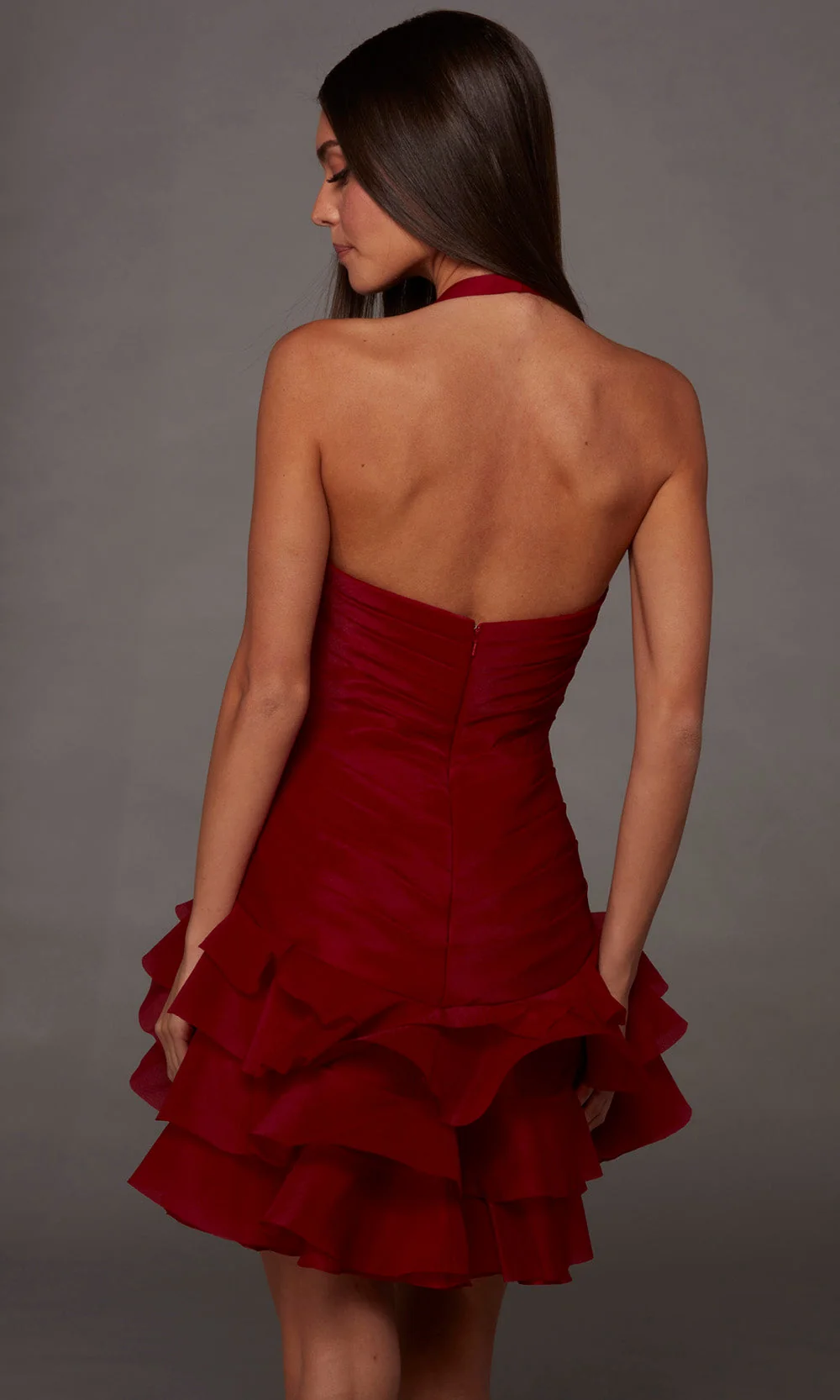 Alyce Paris 30127 - Halter Strap Ruffle A-Line Dress - Image 4
