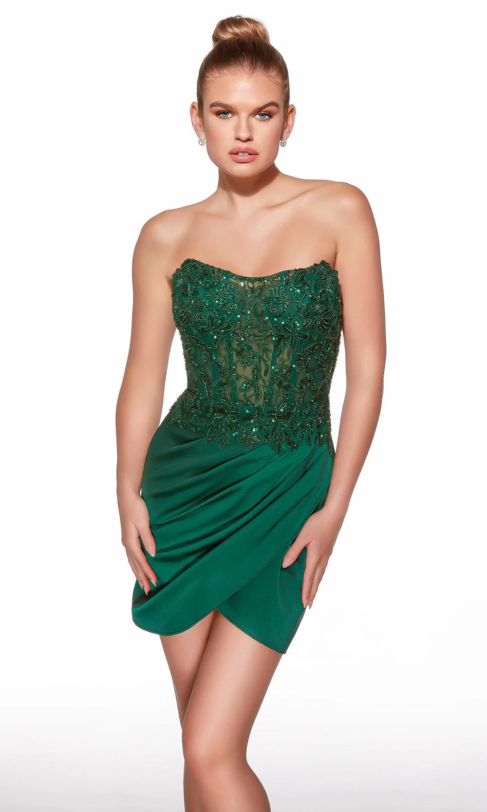 Alyce Paris 40027 - Beaded Applique Draped Sheath Dress