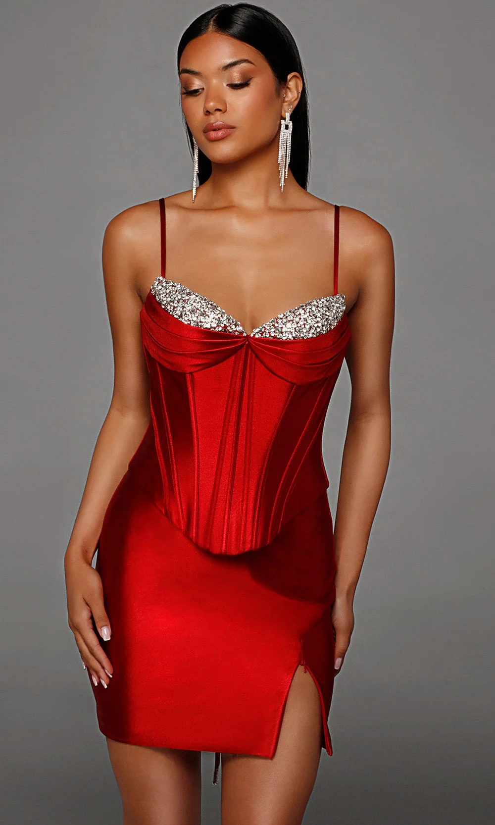 Alyce Paris 40163 - Beaded Bust Corset Sleeveless Mini Dress
