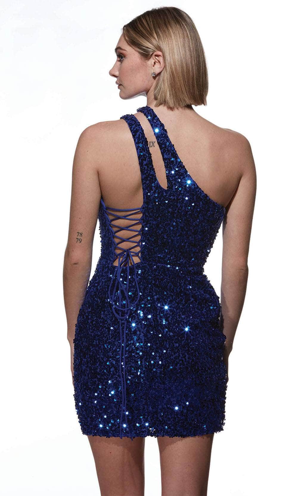 Alyce Paris 4913 - Sequined One-Shoulder Cocktail Dress - Image 5