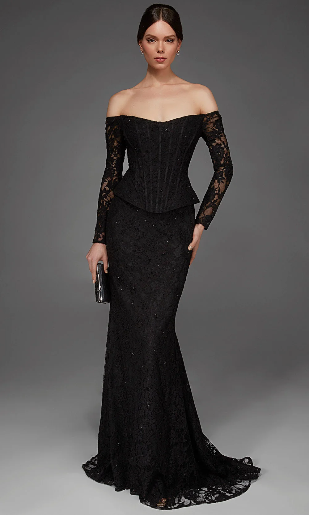 Alyce Paris 55018 - Long Sleeve Lace Bodice Fitted Gown - Image 4