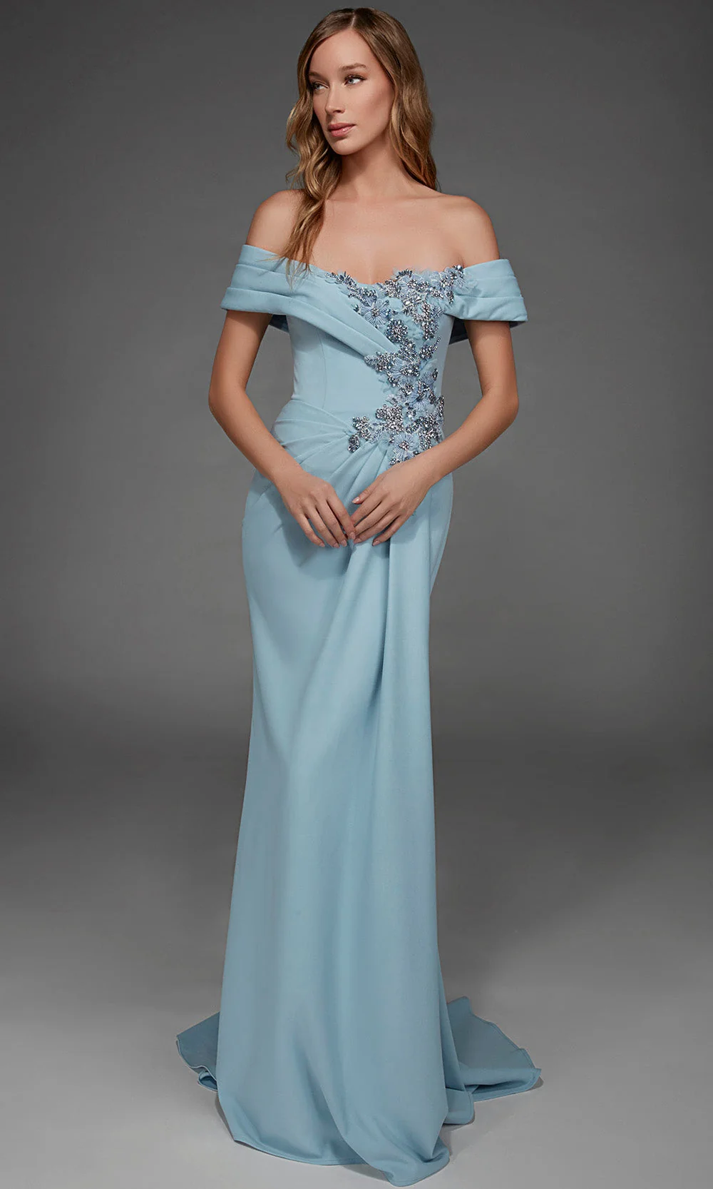 Alyce Paris 55021 - Embellished Sheath Long Gown with Back Drape - Image 3