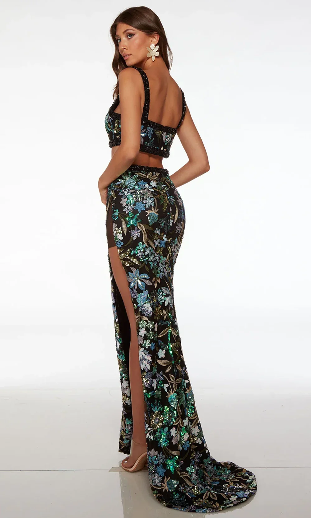Alyce Paris 61689 - Sequined V-Neck Fitted Dress with Slit - Image 2