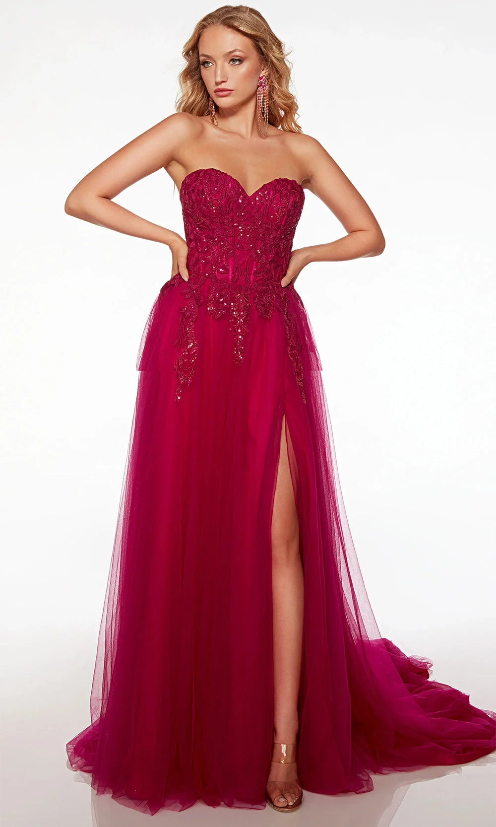 Alyce Paris 61723 - Corset Bodice Lace Applique Prom Gown - Image 2