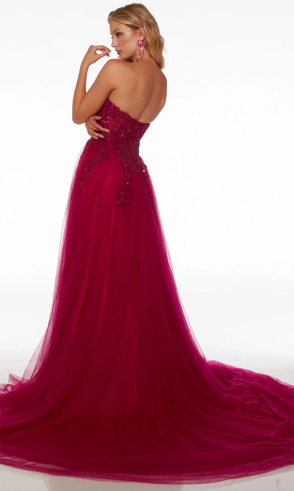 Alyce Paris 61723 - Corset Bodice Lace Applique Prom Gown - Image 3