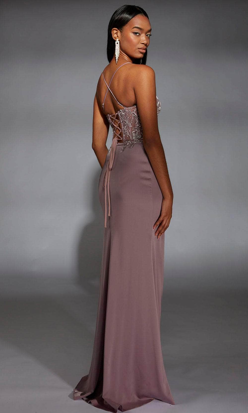 Alyce Paris 61741 - Beaded Appliqued Gown with Slit - Image 2