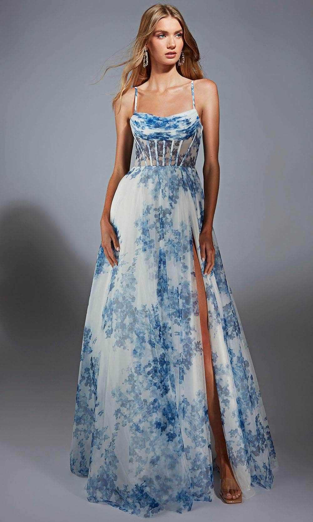 Alyce Paris 61752 - Cowl Neckline Sheer Corset Dress - Image 3