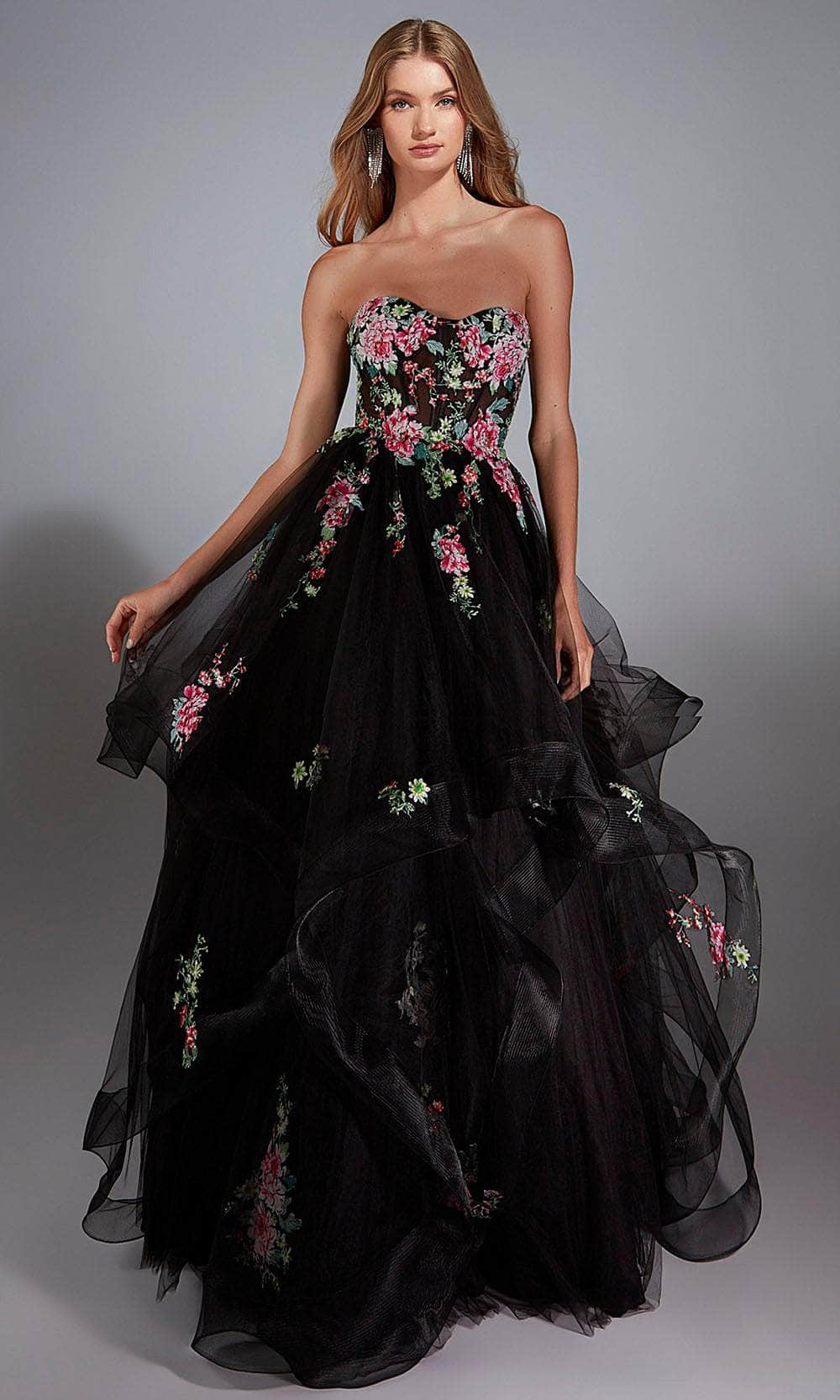 Alyce Paris 61914 - Floral Applique Corset Ballgown - Image 3