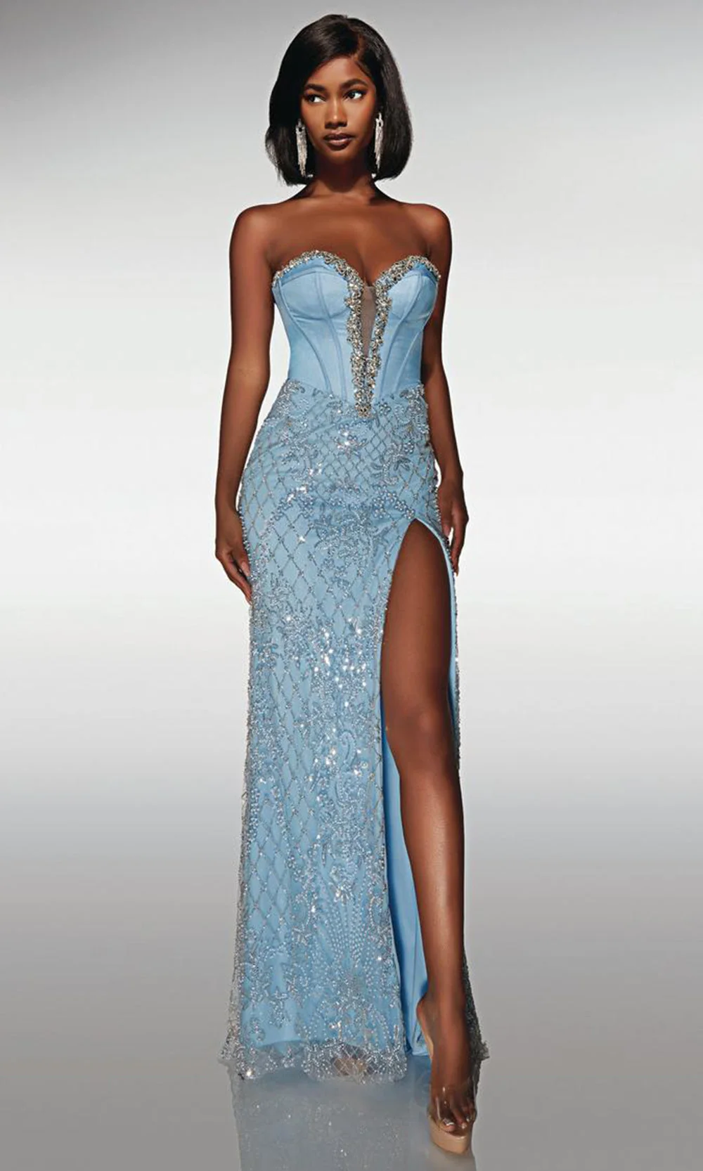 Alyce Paris 62031 - Beaded corset gown with detachable bow and slit - Image 3