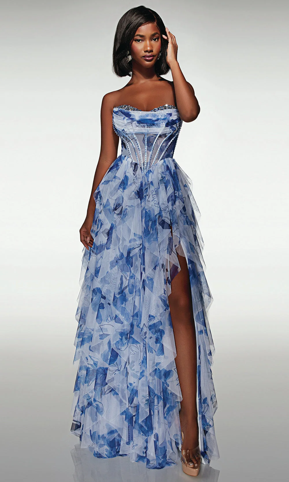 Alyce Paris 62041 - Ruffled Strapless Gown with Lace Up Back - Image 6