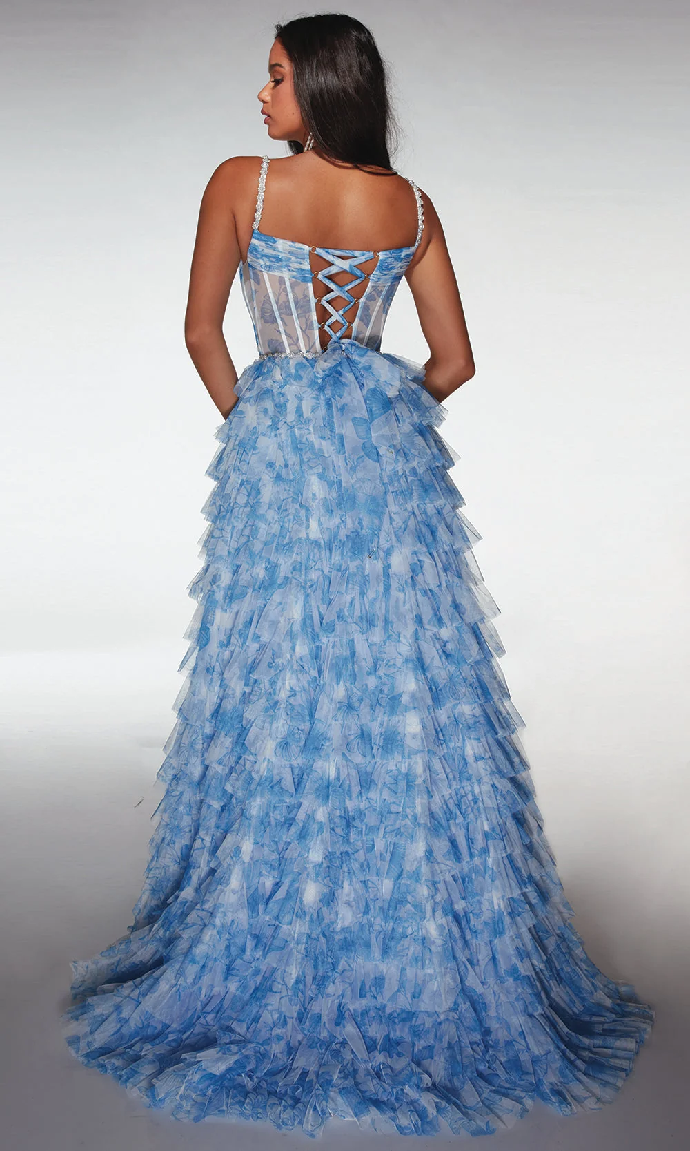 Alyce Paris 62052 - Floral Textured Ballgown with Slit - Image 6
