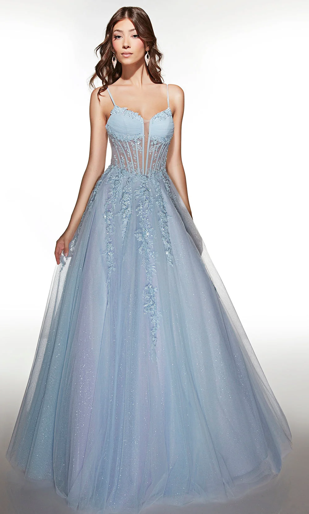 Alyce Paris 62061 - Lace Embellished Glitter Ball Gown - Image 6