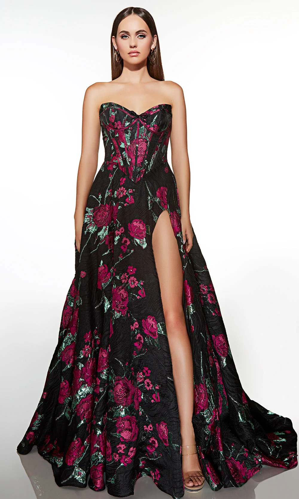 Alyce Paris 62109 - Corset Bodice Slit Formal Dress - Image 3