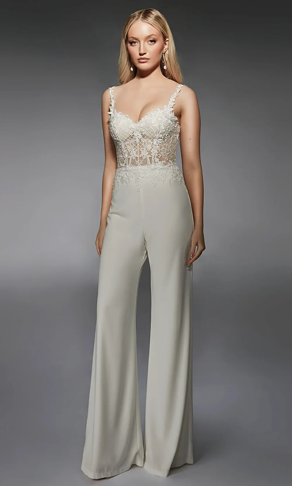 Alyce Paris 70074 - Spaghetti Strap Illusion Corset Jumpsuit - Image 6