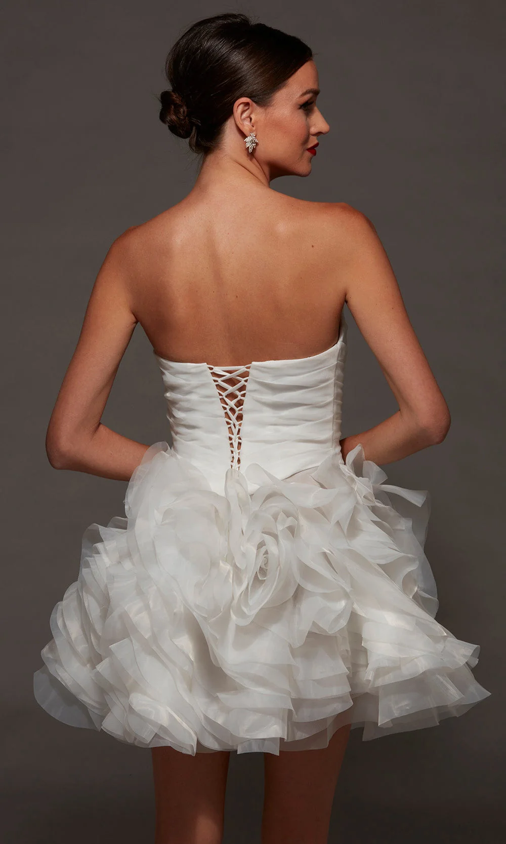 Alyce Paris 70086 - V-Neckline Organza Mini Dress with Ruffle Skirt - Image 2