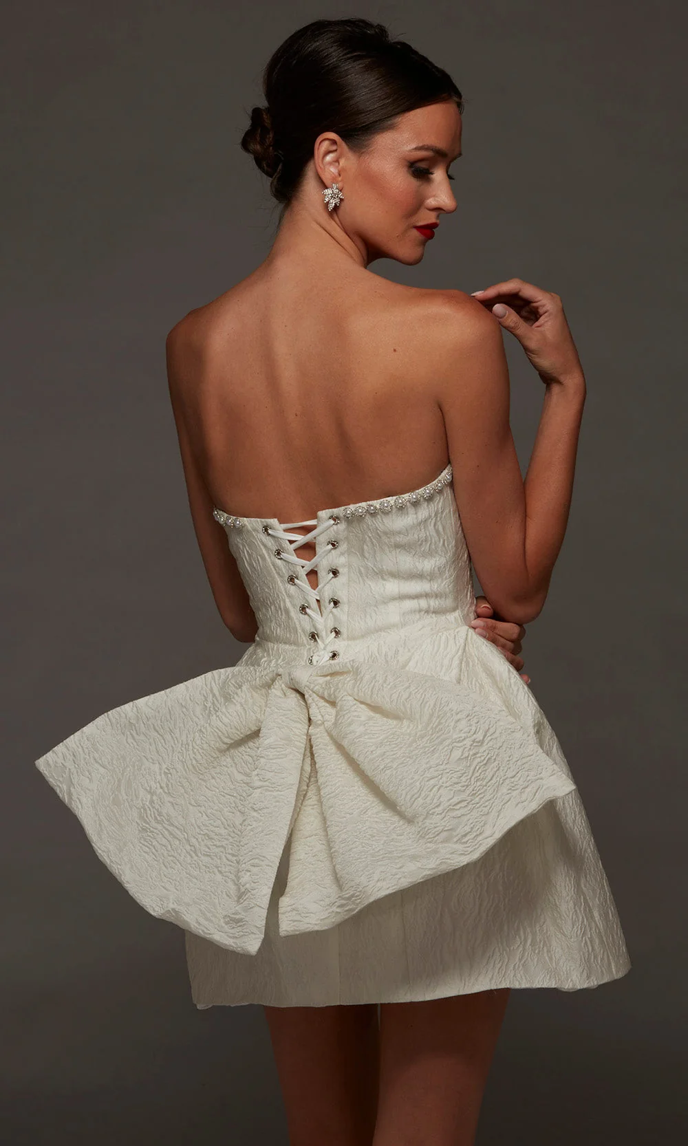 Alyce Paris 70097 - Beaded Trim A-Line Bridal Cocktail Dress - Image 4