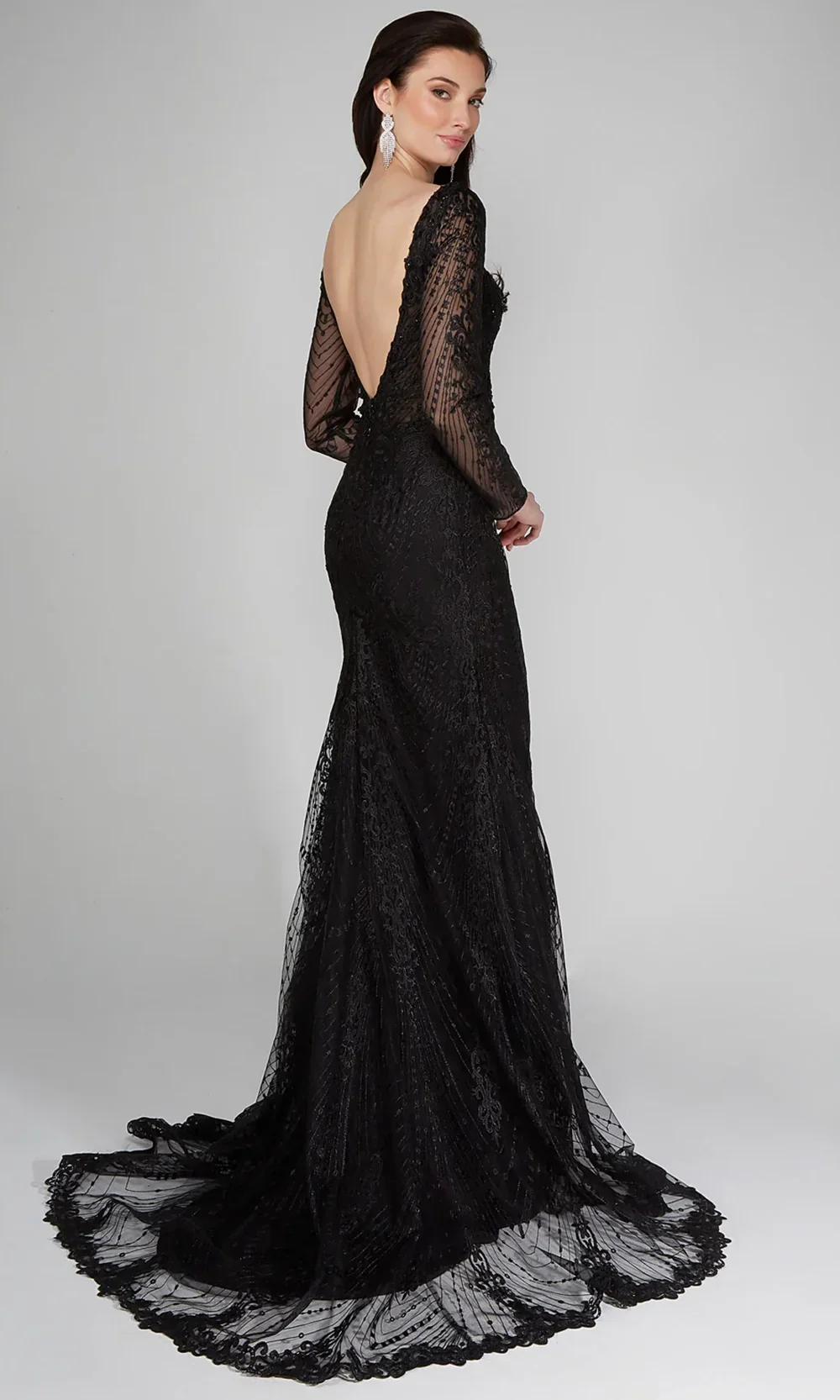 Alyce Paris 7030 - Embroidered Open Back Sheath Dress - Image 2