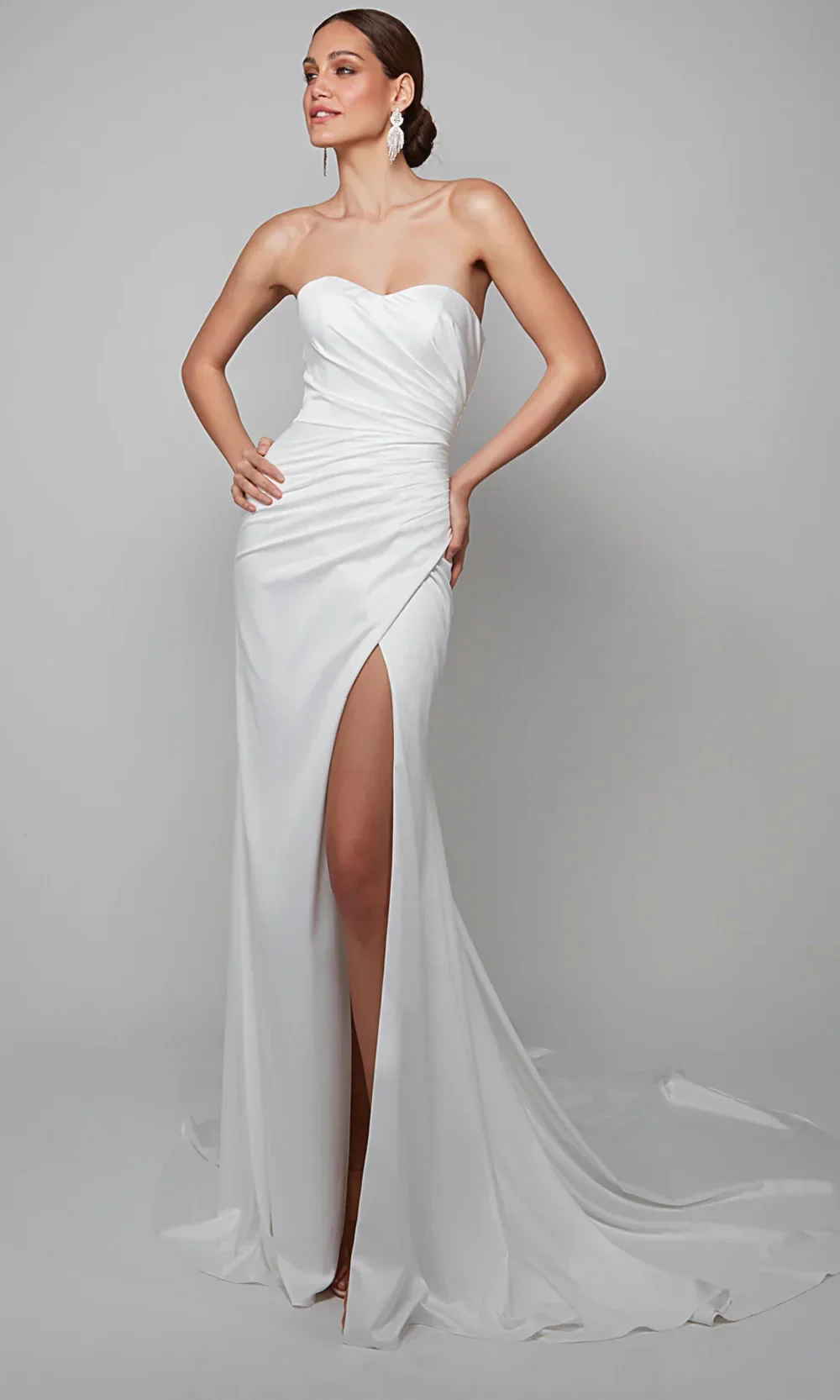 Alyce Paris 7057 - Elegant Sweetheart High Slit Bridal Gown - Image 3