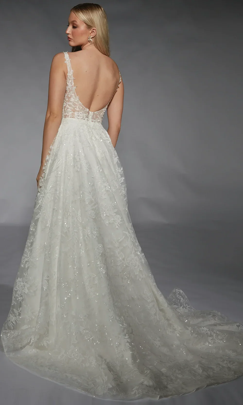 Alyce Paris 7123 - Sleeveless Floral Lace Tulle Bridal Gown - Image 2