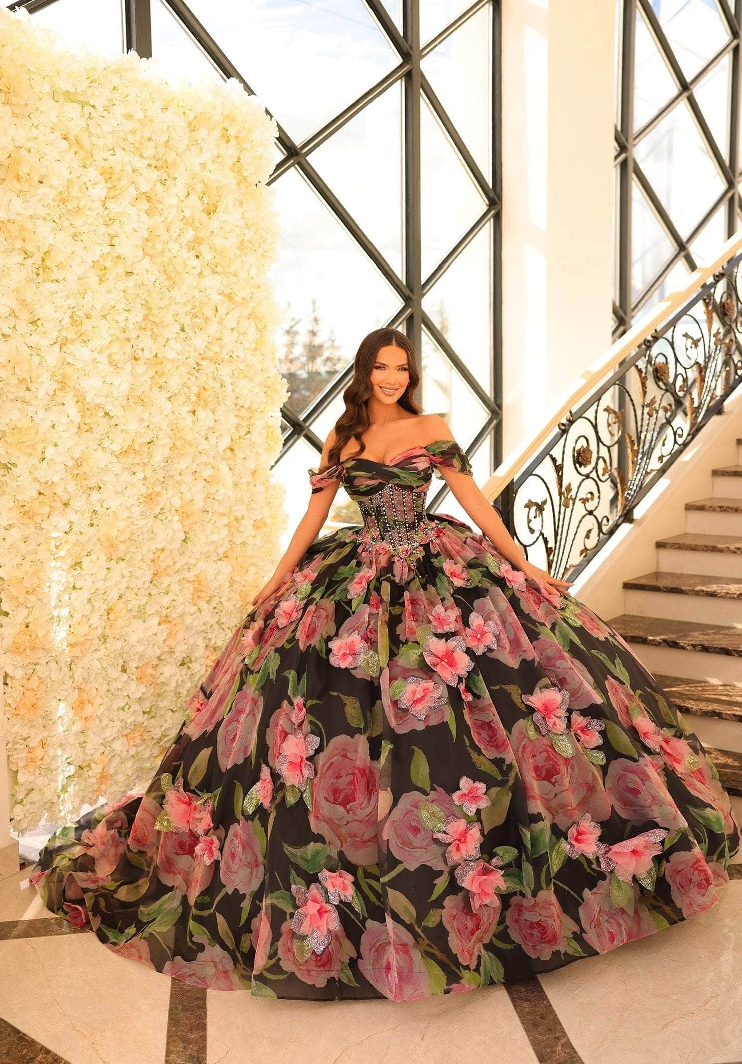 Amarra 54214 - Floral Printed Ballgown - Image 10
